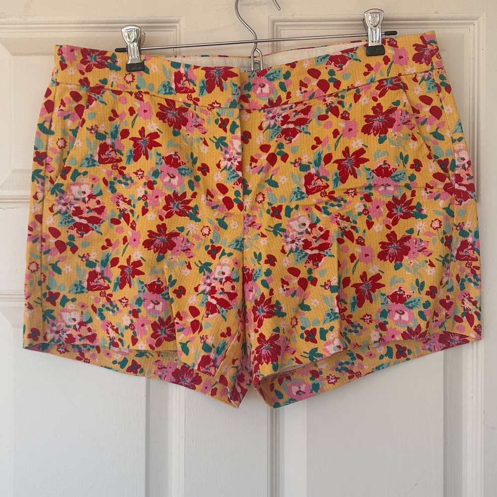 J. Crew Factory Women’s Colorful Floral Linen Look Shorts Size 10